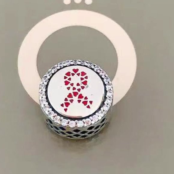 Pandora Breast Cancer Ribbon of Strength Dangle Charm Hope Bead Pendant - Picture 1 of 3